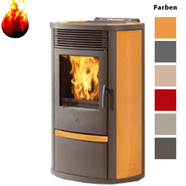 Pelletofen EdilKamin Lila Plus Keramik Stahl Naturstein 8 kW mit Fernbedienung