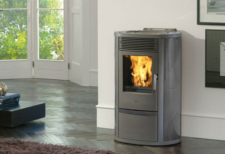 Pelletofen EdilKamin Lila Plus Keramik Stahl Naturstein 8 kW mit Fernbedienung