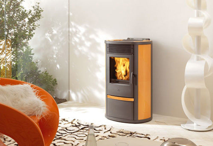 Pelletofen EdilKamin Lila Plus Keramik Stahl Naturstein 8 kW mit Fernbedienung