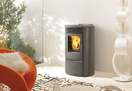 Pelletofen EdilKamin Lila Plus Keramik Stahl Naturstein 8 kW mit Fernbedienung