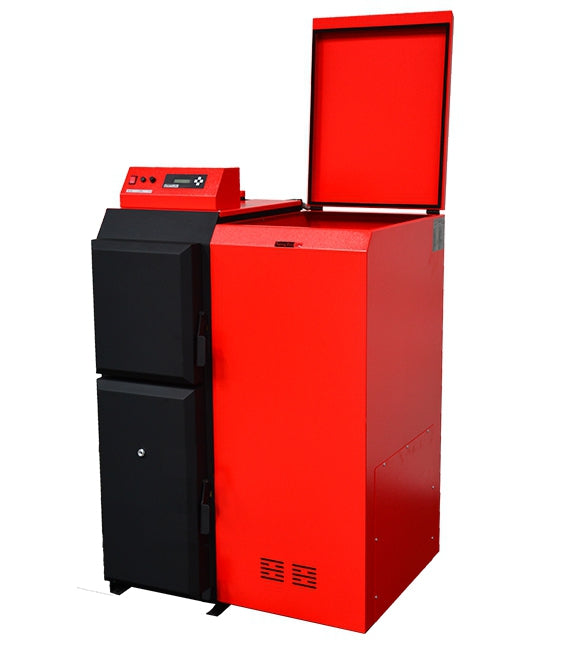 ThermoFlux Pelletheizkessel Pelling 35 ECO mit 35 kW und 95 kg Behälter, offener Behälter | Klimaworld.com
