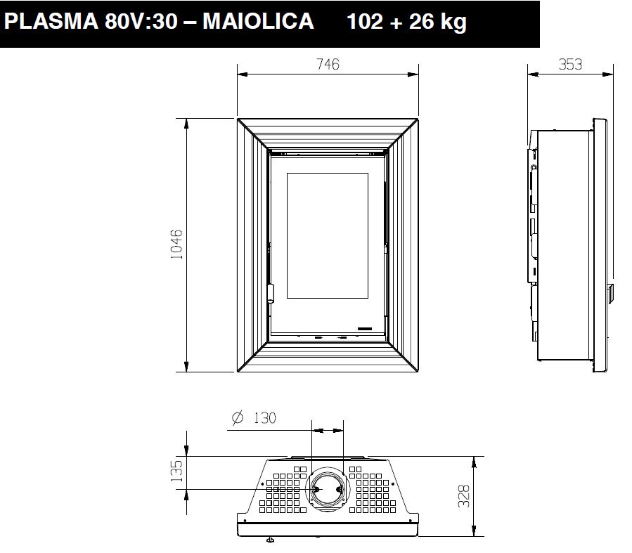 Kaminofen La Nordica PLASMA 6 kW 80 zu 30