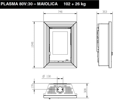 Kaminofen La Nordica PLASMA 6 kW 80 zu 30