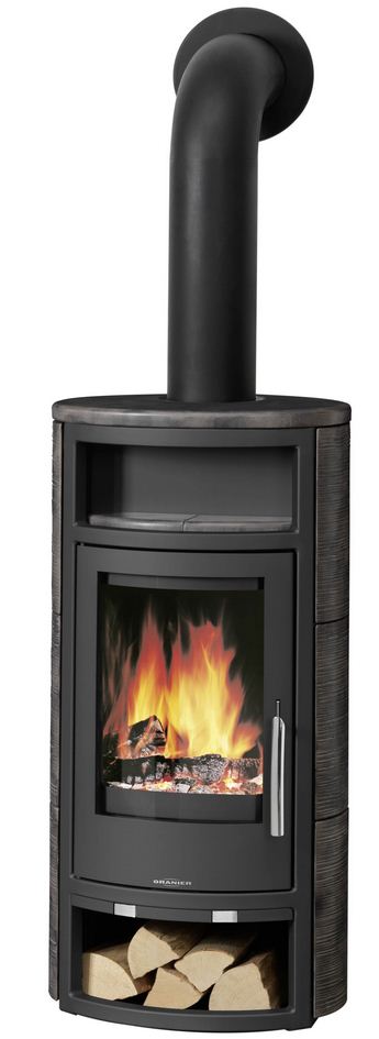 Oranier Polar 4 Korpus Stahl Schwarz mit Kachel Kaminofen 5 kW