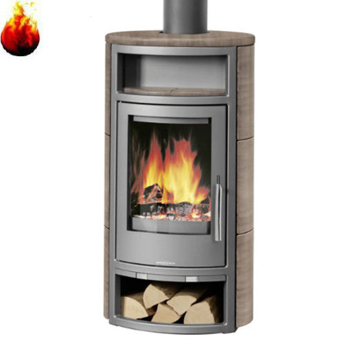 Oranier Polar 4 Korpus Stahl Schwarz mit Kachel Grappa Kaminofen 5 kW