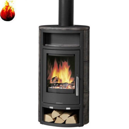 Oranier Polar 4 Korpus Stahl Schwarz mit Namib Kachel Kaminofen 5 kW