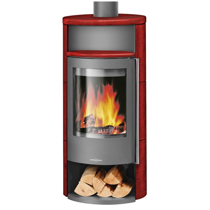 ORANIER | Polar Neo 4 | Kaminofen| Gussgrau | 5.0 kW | Paprikarot