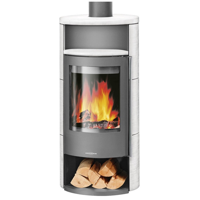 ORANIER | Polar Neo 4 | Kaminofen| Gussgrau | 5.0 kW | Seidenweiß