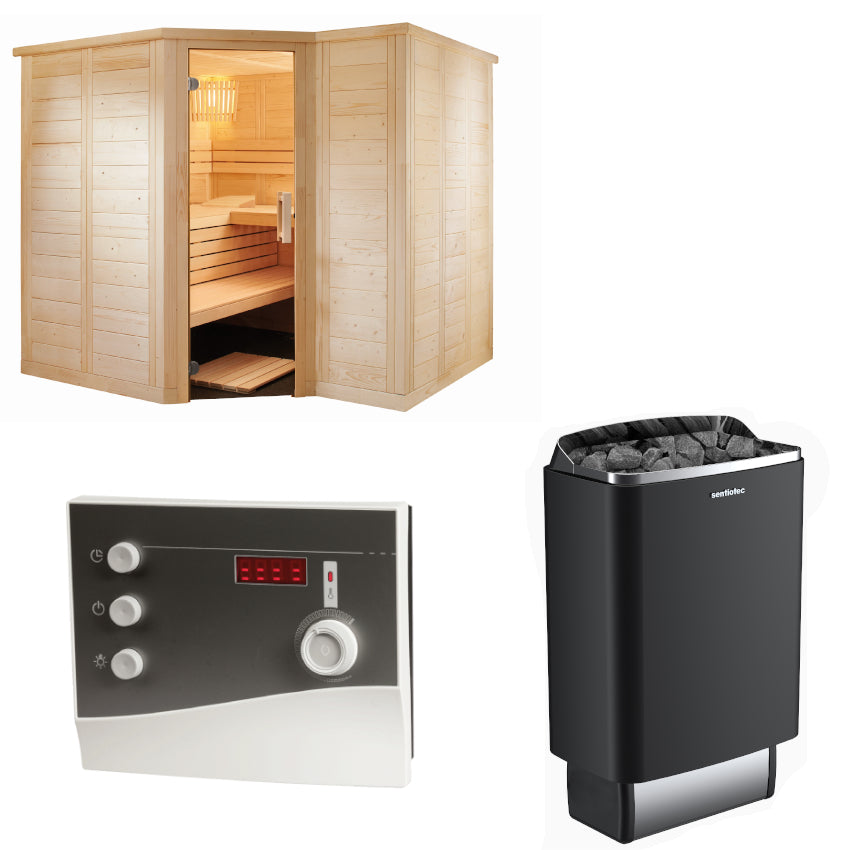 Sentiotec Sauna Set Polaris Large mit Saunaofen 100 E und Steuerung K2-Next | klimaworld.com