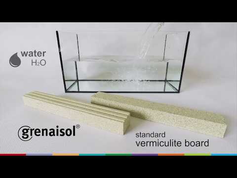 Absorption and degradation Grenaisol board compared with a standard vermiculite board