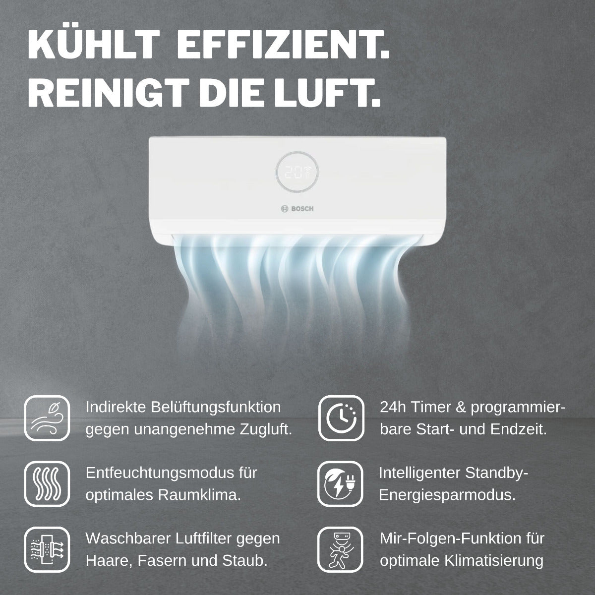 BOSCH Multisplit Klimaanlage Set Climate 5000 M | 2,0 kW + 2,0 kW | klimaworld.com