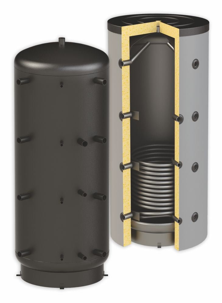 Pufferspeicher ThermoFlux 500 Liter Heizungswasser PBM-R 90° Anschlüsse 1 WT | klimaworlv.com