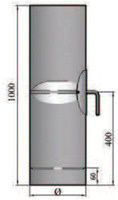 Rauchrohr 1000mm mit Drosselklappe, integrierter Tür und Kondensring Durchmesser 130mm