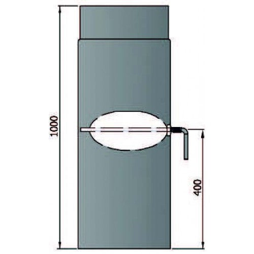 Rauchrohr 1000mm mit L Drosselklappe Durchmesser 120mm