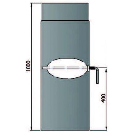Rauchrohr 1000mm mit L Drosselklappe Durchmesser 130mm