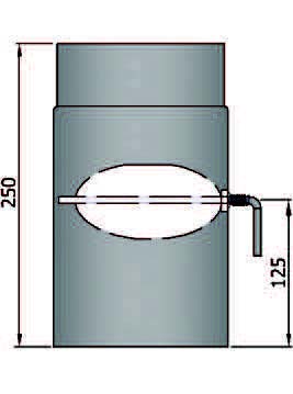 Rauchrohr 250mm mit L Klappe Durchmesser 130mm