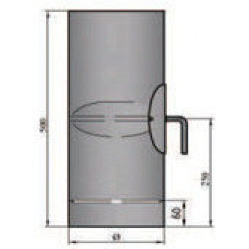 Rauchrohr 500mm mit Drosselklappe, integrierter Tür und Kondensring Durchmesser 130mm