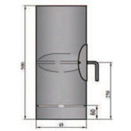 Rauchrohr 500mm mit Drosselklappe, integrierter Tür und Kondensring Durchmesser 130mm