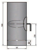 Rauchrohr 500mm mit Drosselklappe, integrierter Tür und Kondensring Durchmesser 150mm
