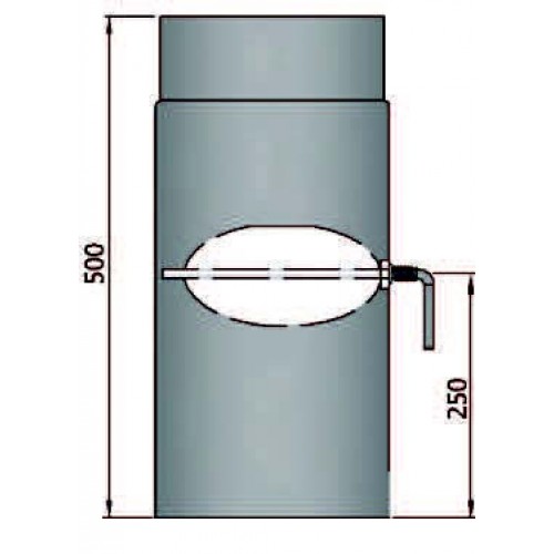 Rauchrohr 500mm mit L Klappe Durchmesser 130mm