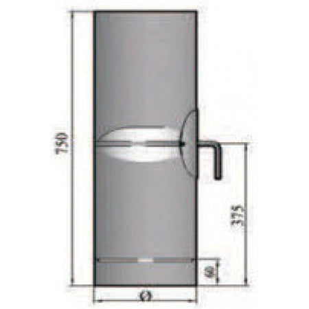Rauchrohr 1000mm mit Drosselklappe, integrierter Tür und Kondensring Durchmesser 130mm