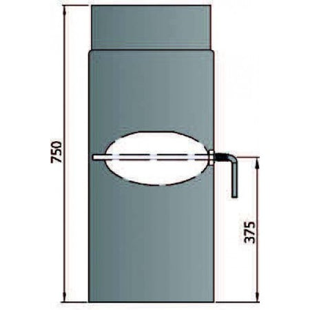 Rauchrohr 750mm mit L Drosselklappe Durchmesser 150mm