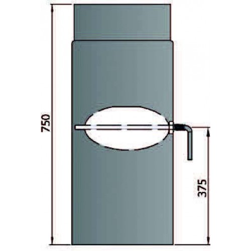 Rauchrohr 750mm mit L Drosselklappe Durchmesser 150mm
