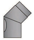 Rauchrohrbogen 45° mit Tür geschliffen Durchmesser 120mm