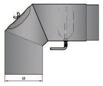 Rauchrohrbogen 90° mit Tür und Drosselklappe geschliffen Durchmesser 160mm