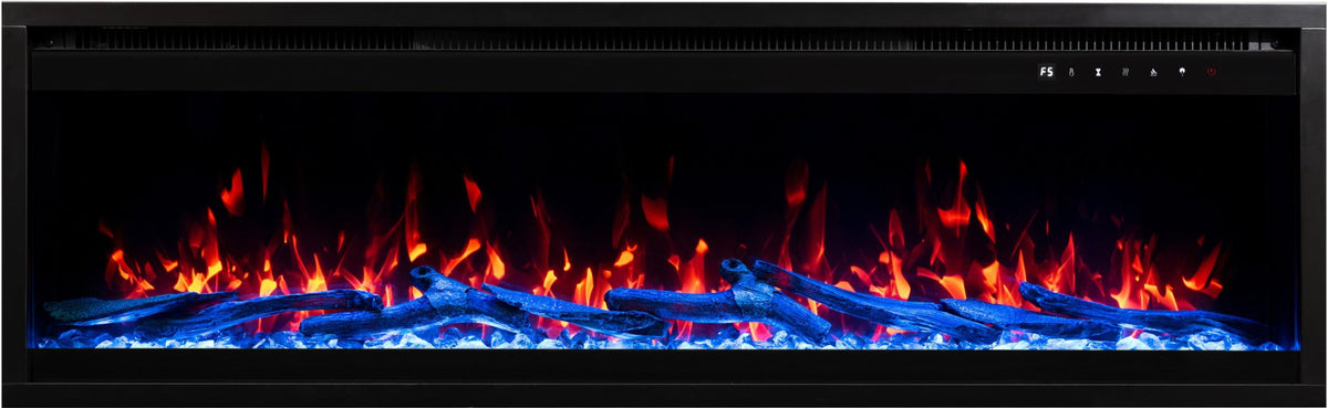Aflamo Elektrokamin Royal Pro 100 blau mit Kristallen und Holz | klimaworld.com