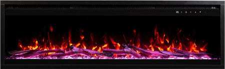 Aflamo Elektrokamin Royal Pro 140 lila mit Kristallen und Holz | Klimaworld.com