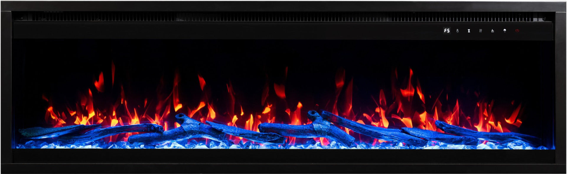 Aflamo Elektrokamin Royal Pro 160 blau mit Kristallen und Holz | Klimaworld.com