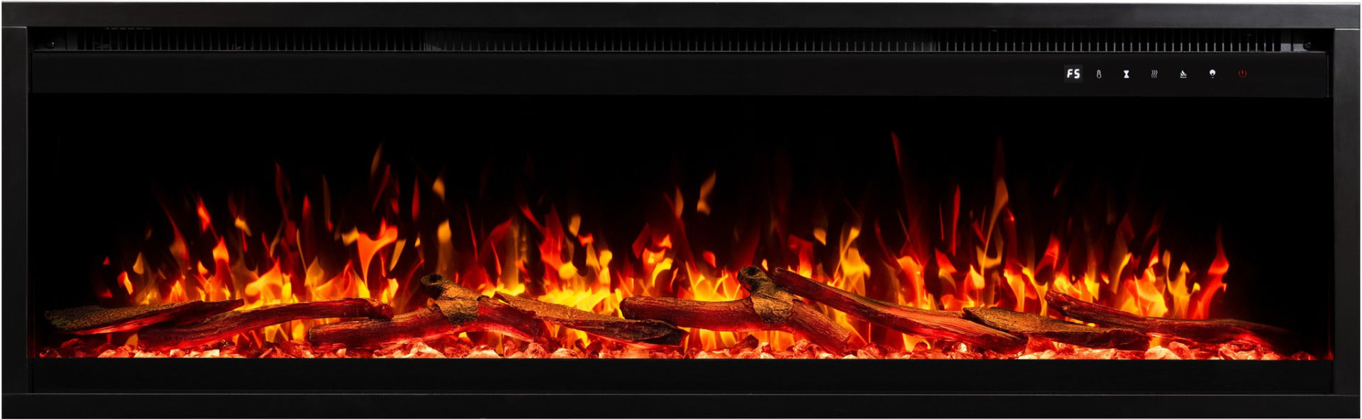 Aflamo Elektrokamin Royal Pro 180 orange mit Kristallen und Holz | Klimaworld.com