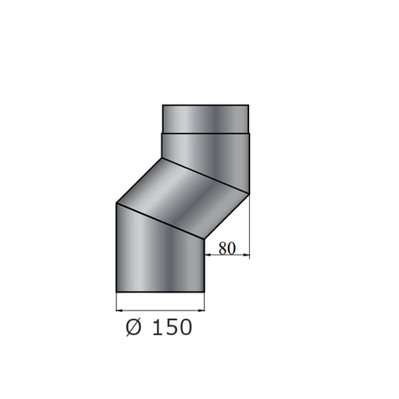 S-Versatzbogen, Ø 150 mm, Grau, Versatz 80 mm | Klimaworld.com
