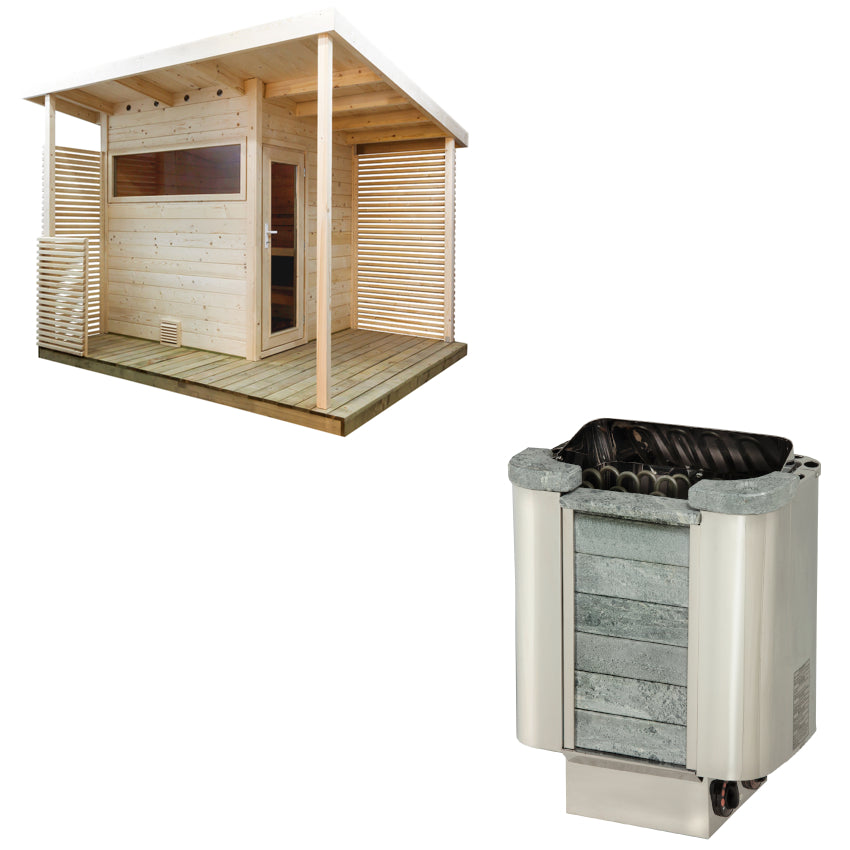 Sentiotec Sauna Set Gartensauna Scala Medium und Saunaofen Cumulus inkl. Steuerung | klimaworld.com