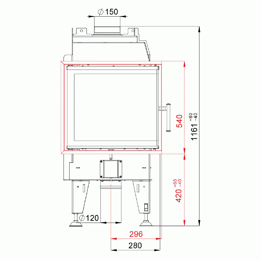 BeF Home Kamineinsatz Feel 6 CP | 5 kW | Eckscheibe RECHTS