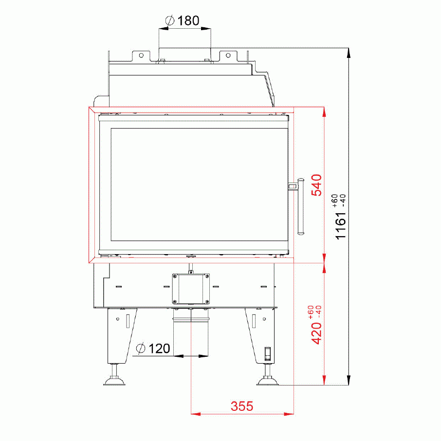 BeF Home Kamineinsatz Feel 8 CP |8 kW | Eckscheibe RECHTS