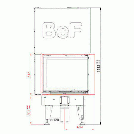BeF Home Kamineinsatz Feel V 7 CP | 7 kW| hoch schiebbare Tür | Maße | Klimaworld.com