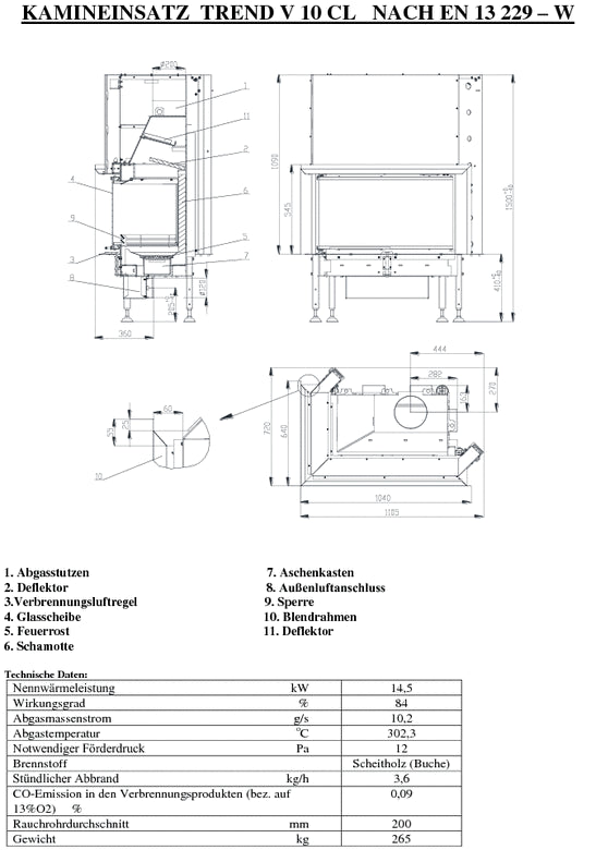 Kamineinsatz BEF Trend V10 CL 8-14,5 kW luftheizer