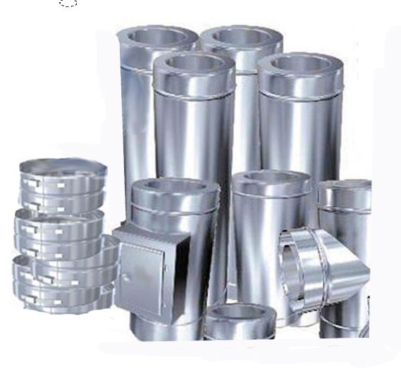 Edelstahlschornstein 7,7m komplettpaket DW Ø 160mm - 0,6mm Bausatz exklusiv Grundplatte