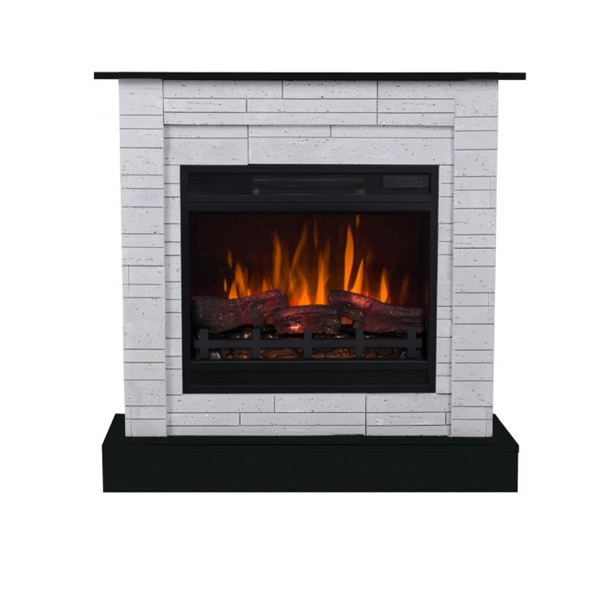 Aflamo LED Standkamin | Vigo Stone 3D Beton/Schwarz| Wandaufstellung