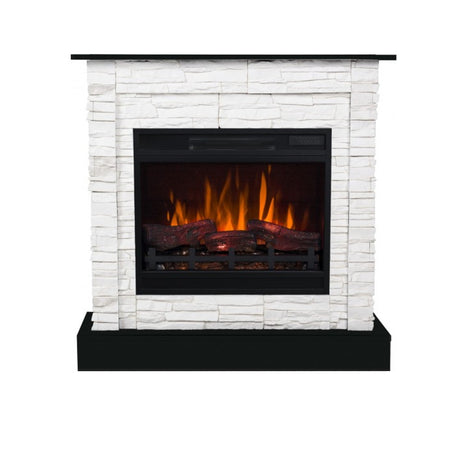 Aflamo LED Standkamin | Vigo Stone 3D weiss/schwarz
