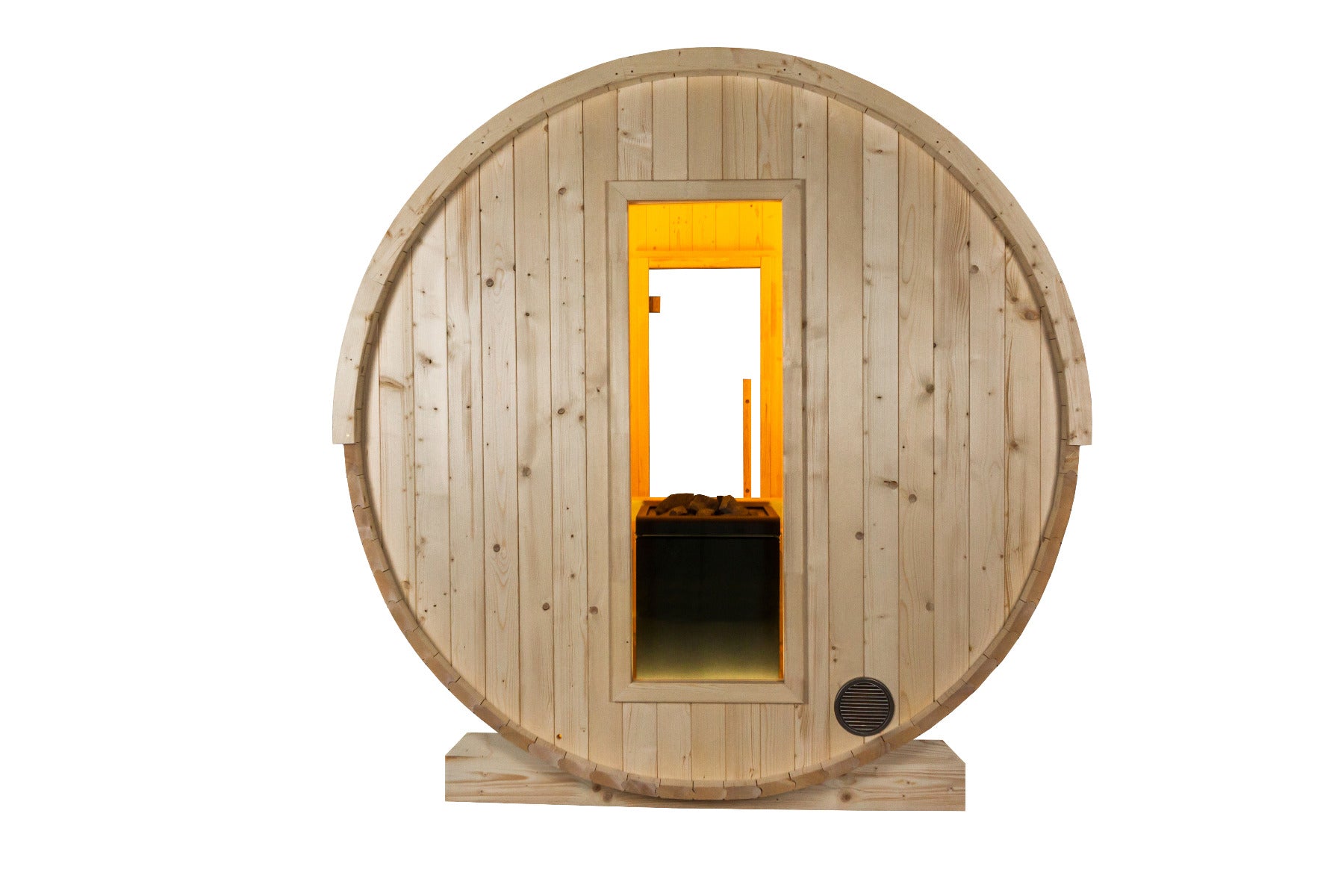 Sentiotec Fasssauna Kuusi 180 mit Vollglas | klimaworld.com