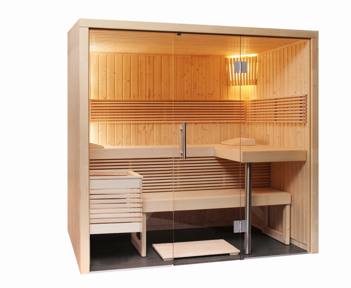 Sentiotec Sauna Set Panorama Small mit Saunaofen Viking Combi und Steuerung K3-Next | klimaworld.com