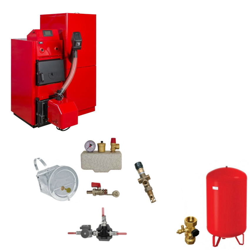 ThermoFlux HKK 30-BioFlux 35 Plus Pelletkessel Set mit Zugbegrenzer, Sicherheitsgruppe, Ruecklaufanhebung, Ausdehnungsgefaess und Ventil | Klimaworld.com