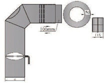 Rauchrohrset 3-teiliger Bogen mit Schieberohr Durchmesser 180mm