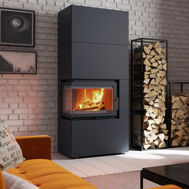 Kratki Kaminofen Simple 8 - 2-seitig links | Bauart 1 | Bausatz schwarz | 8 kW - Ambientebild