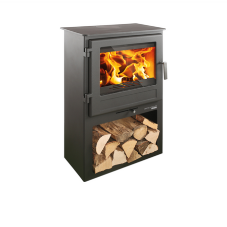 Haas+Sohn | Kaminofen SKARNES mit Holzfach, perl-schwarz | 8 kW