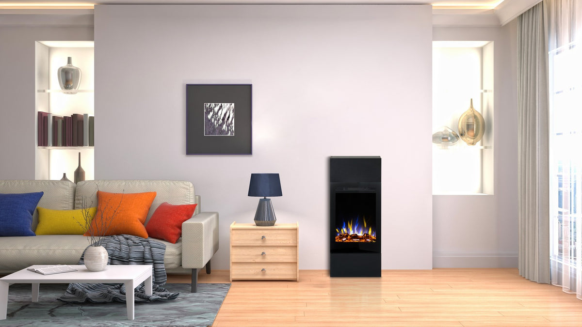 Aflamo LED Elektrokamin Standkamin | Slim schwarz Ambiente