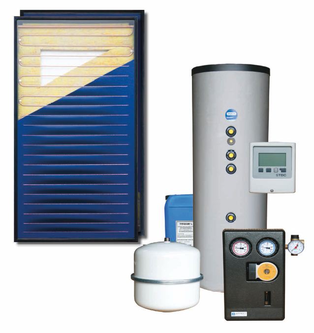 STI Solarpaket Oskar 4,26m² Bruttofläche 300 Liter, Aufdach, Ausdehnungsgefäß